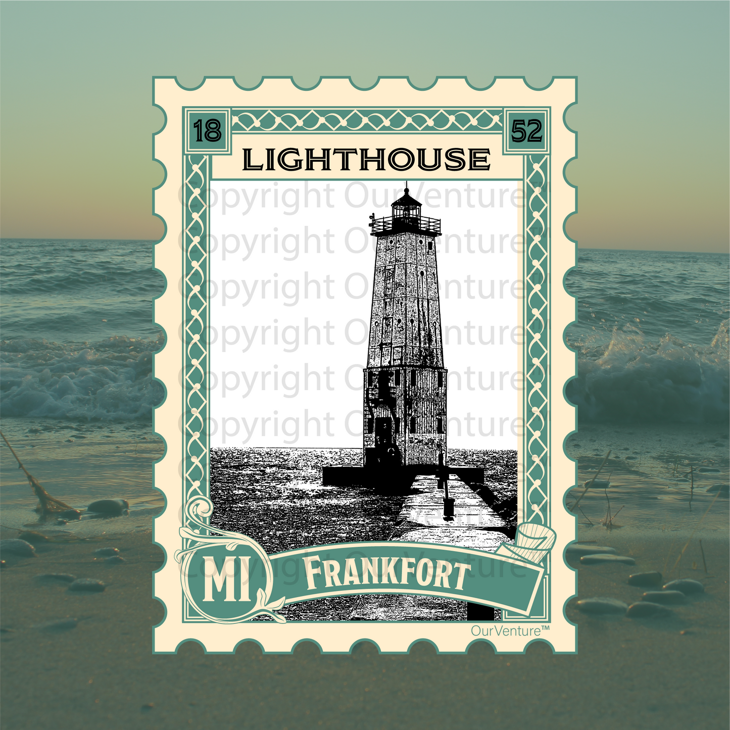 Frankfort Travel Sticker: Frankfort Light Station, Northern Michigan