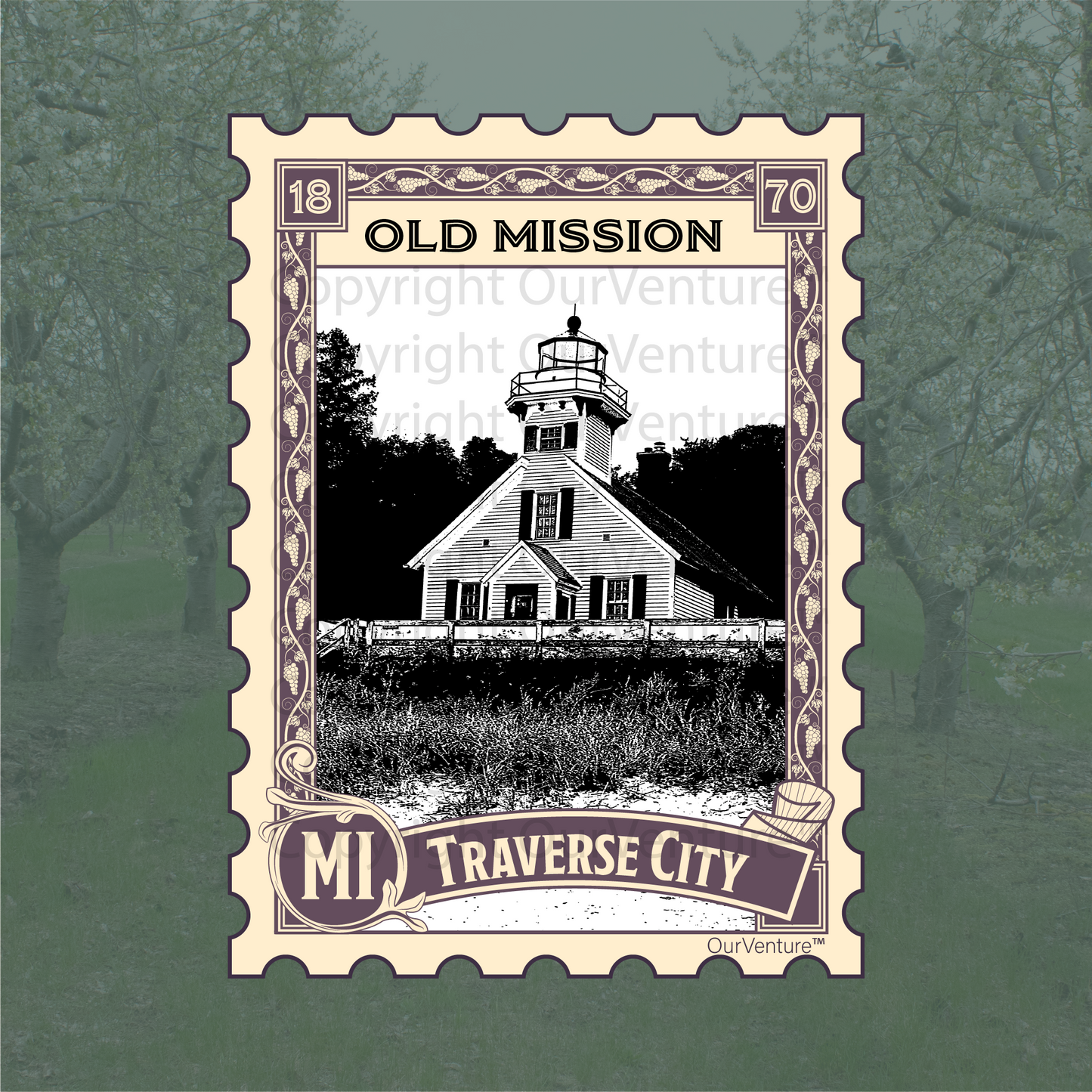 Traverse City Travel Sticker: Old Mission, Northern Michigan.