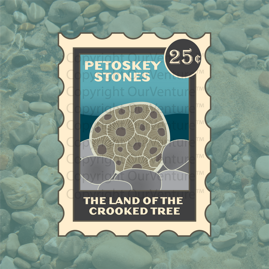 Petoskey Stones Travel Stamp Sticker