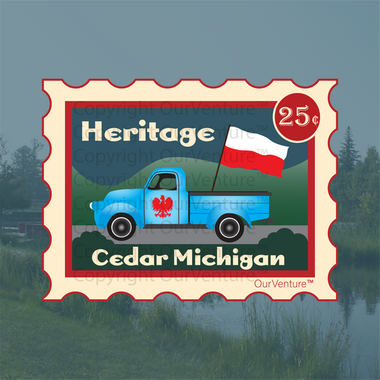 Cedar Polish Heritage Truck Travel Stamp Sticker