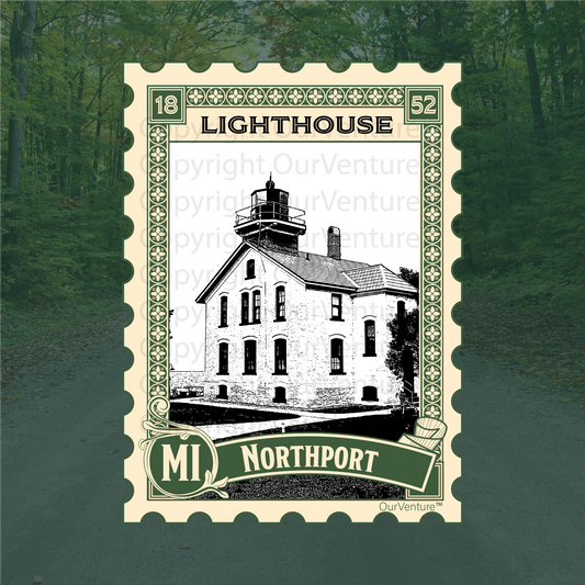 Northport Travel Sticker: Grand Traverse Lighthouse, Northern Michigan
