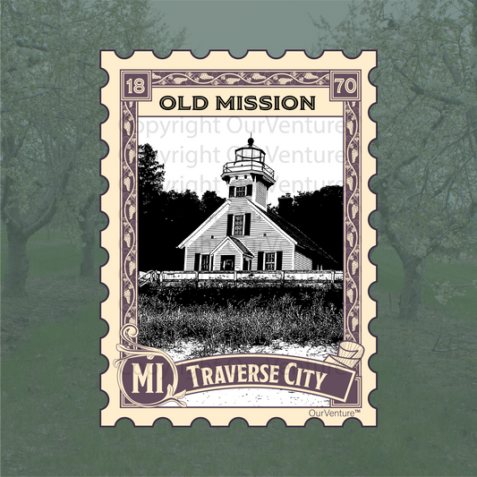 Traverse City Travel Sticker: Old Mission, Northern Michigan.