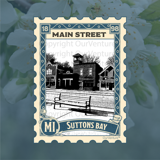 Sutton's Bay Travel Sticker: Main Street, Northern Michigan