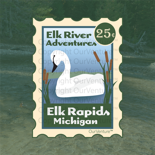 Elk Rapids Swan Travel Stamp Sticker