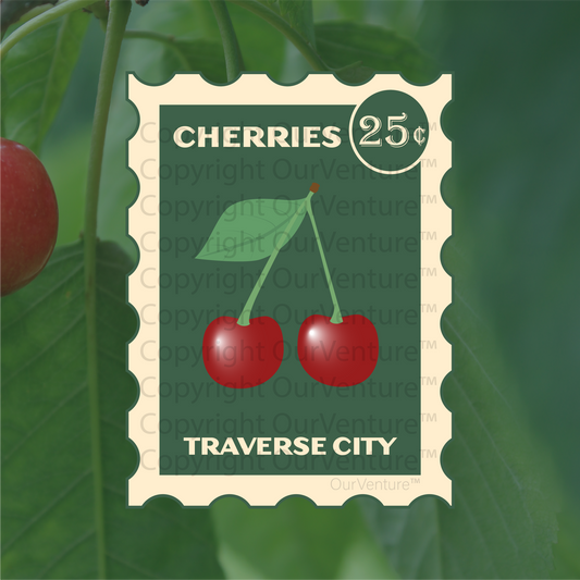 Traverse City, Michigan – Cherry Stamp Sticker
